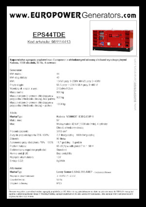 Agregaty prądotwórcze z silnikiem wysokoprężnym Europower EPS44TDE (LS)