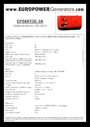 Agregaty prądotwórcze z silnikiem wysokoprężnym Europower EPS60TDE-3A (LS)
