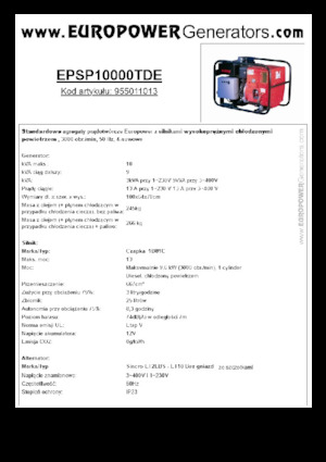 Agregaty prądotwórcze z silnikiem wysokoprężnym Europower EPSP10000TDE (S)