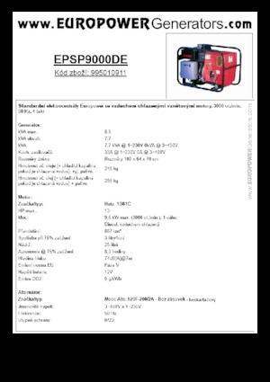 Agregaty prądotwórcze z silnikiem wysokoprężnym Europower EPSP9000DE (MA)