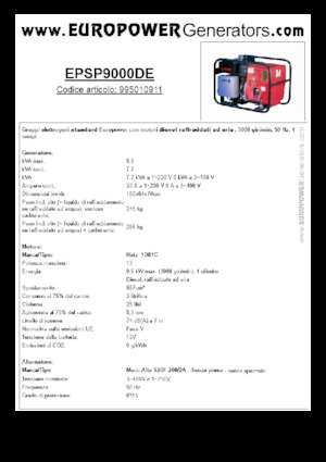 Agregaty prądotwórcze z silnikiem wysokoprężnym Europower EPSP9000DE (MA)