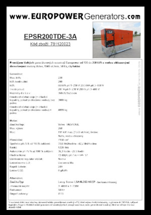Agregaty prądotwórcze z silnikiem wysokoprężnym Europower EPSR200TDE-3A (LS)