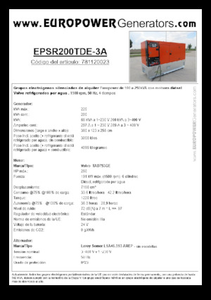 Agregaty prądotwórcze z silnikiem wysokoprężnym Europower EPSR200TDE-3A (LS)