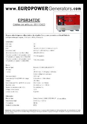 Agregaty prądotwórcze z silnikiem wysokoprężnym Europower EPSR34TDE (LS)