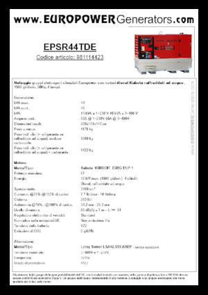 Agregaty prądotwórcze z silnikiem wysokoprężnym Europower EPSR44TDE (LS)
