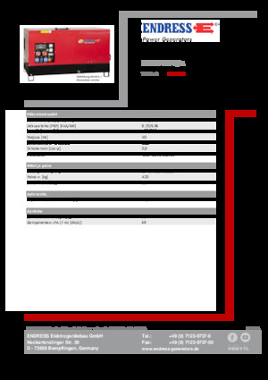 Agregaty prądotwórcze z silnikiem wysokoprężnym Endress ESE 10 YW-B/A 