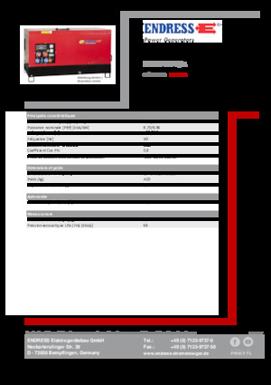 Agregaty prądotwórcze z silnikiem wysokoprężnym Endress ESE 10 YW-B/A 