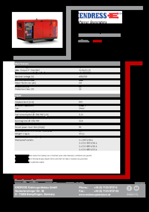 Agregaty prądotwórcze z silnikiem wysokoprężnym Endress ESE 1306 DYS-GT ES ISO DI