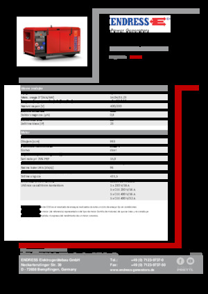 Agregaty prądotwórcze z silnikiem wysokoprężnym Endress ESE 1306 DYS-GT ES ISO DI