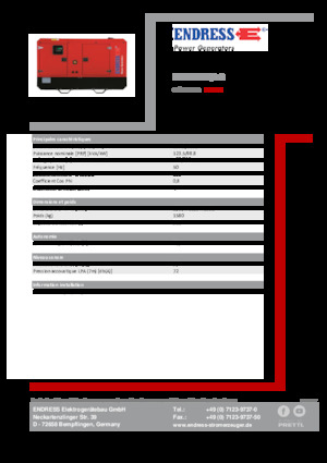 Agregaty prądotwórcze z silnikiem wysokoprężnym Endress ESE 135 IW/AS