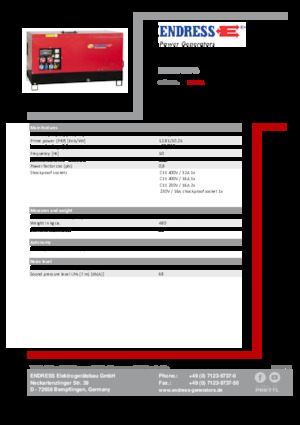 Agregaty prądotwórcze z silnikiem wysokoprężnym Endress ESE 15 YW-B