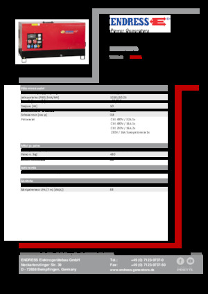 Agregaty prądotwórcze z silnikiem wysokoprężnym Endress ESE 15 YW-B