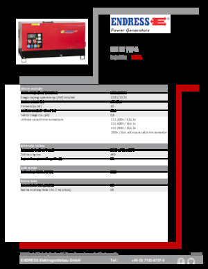 Agregaty prądotwórcze z silnikiem wysokoprężnym Endress ESE 15 YW-B