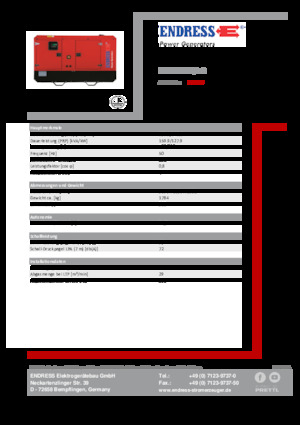 Agregaty prądotwórcze z silnikiem wysokoprężnym Endress ESE 175 IW/AS