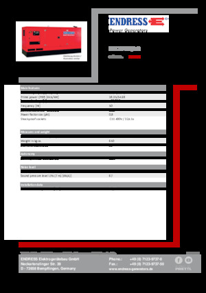 Agregaty prądotwórcze z silnikiem wysokoprężnym Endress ESE 20 YW/AS 