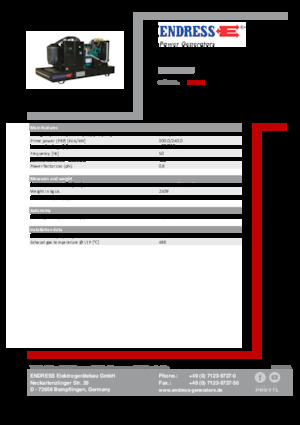 Agregaty prądotwórcze z silnikiem wysokoprężnym Endress ESE 330 IW