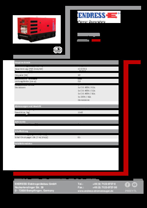 Agregaty prądotwórcze z silnikiem wysokoprężnym Endress ESE 45 YW/RS