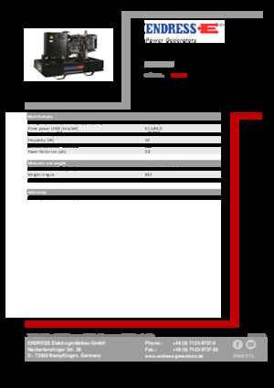 Agregaty prądotwórcze z silnikiem wysokoprężnym Endress ESE 90 IW