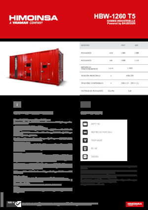Agregaty prądotwórcze z silnikiem wysokoprężnym HIMOINSA HBW-1260 T5