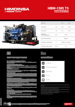 Agregaty prądotwórcze z silnikiem wysokoprężnym HIMOINSA HBW-1385 T5