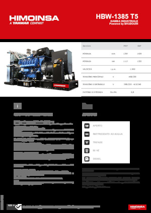 Agregaty prądotwórcze z silnikiem wysokoprężnym HIMOINSA HBW-1385 T5