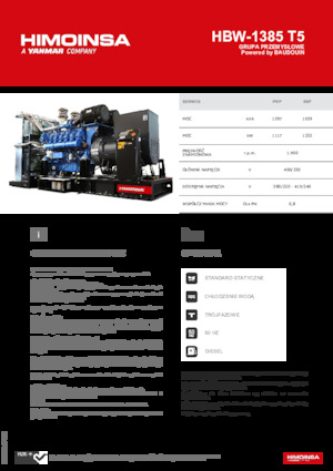 Agregaty prądotwórcze z silnikiem wysokoprężnym HIMOINSA HBW-1385 T5