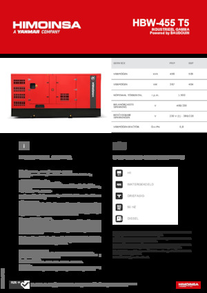 Agregaty prądotwórcze z silnikiem wysokoprężnym HIMOINSA HBW-455 T5