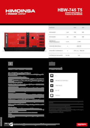 Agregaty prądotwórcze z silnikiem wysokoprężnym HIMOINSA HBW-745 T5
