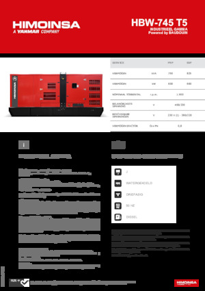 Agregaty prądotwórcze z silnikiem wysokoprężnym HIMOINSA HBW-745 T5