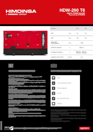 Agregaty prądotwórcze z silnikiem wysokoprężnym HIMOINSA HDW-200 T6