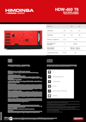 Agregaty prądotwórcze z silnikiem wysokoprężnym HIMOINSA HDW-460 T6