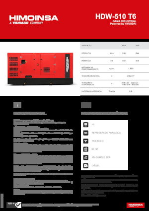 Agregaty prądotwórcze z silnikiem wysokoprężnym HIMOINSA HDW-510 T6