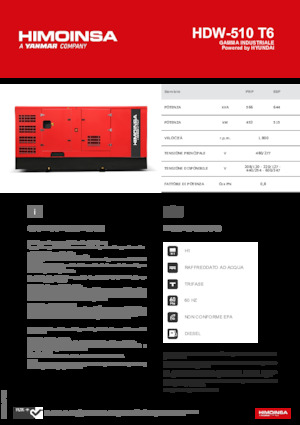 Agregaty prądotwórcze z silnikiem wysokoprężnym HIMOINSA HDW-510 T6
