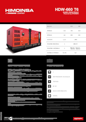 Agregaty prądotwórcze z silnikiem wysokoprężnym HIMOINSA HDW-660 T6
