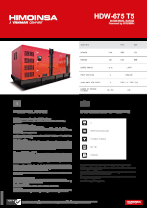 Agregaty prądotwórcze z silnikiem wysokoprężnym HIMOINSA HDW-675 T5