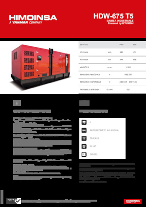 Agregaty prądotwórcze z silnikiem wysokoprężnym HIMOINSA HDW-675 T5