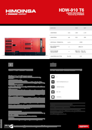Agregaty prądotwórcze z silnikiem wysokoprężnym HIMOINSA HDW-910 T6