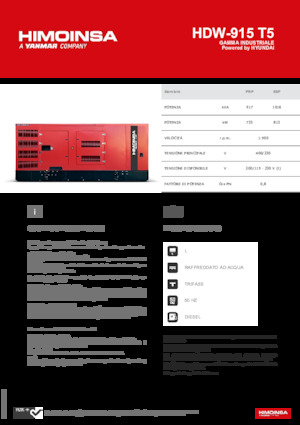 Agregaty prądotwórcze z silnikiem wysokoprężnym HIMOINSA HDW-915 T5