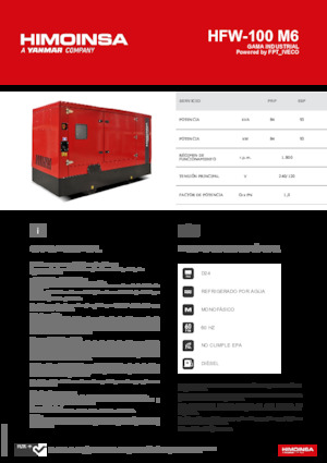 Agregaty prądotwórcze z silnikiem wysokoprężnym HIMOINSA HFW-100 M6