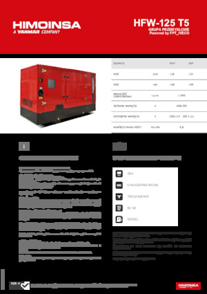 Agregaty prądotwórcze z silnikiem wysokoprężnym HIMOINSA HFW-125 T5