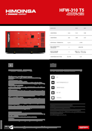 Agregaty prądotwórcze z silnikiem wysokoprężnym HIMOINSA HFW-310 T5