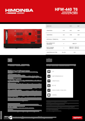 Agregaty prądotwórcze z silnikiem wysokoprężnym HIMOINSA HFW-440 T6