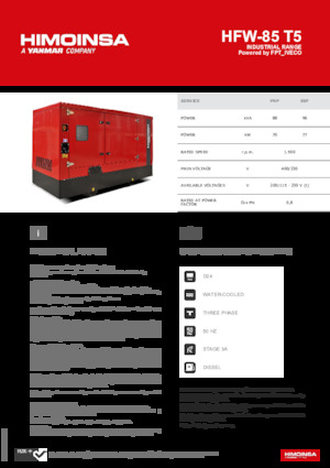 Agregaty prądotwórcze z silnikiem wysokoprężnym HIMOINSA HFW-85 T5