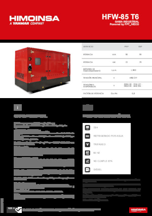 Agregaty prądotwórcze z silnikiem wysokoprężnym HIMOINSA HFW-85 T6