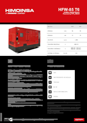 Agregaty prądotwórcze z silnikiem wysokoprężnym HIMOINSA HFW-85 T6
