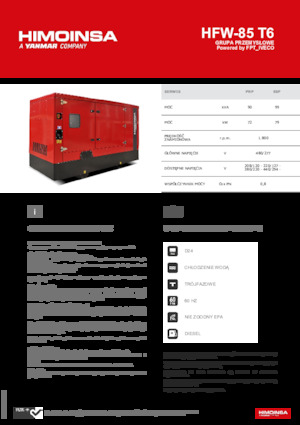 Agregaty prądotwórcze z silnikiem wysokoprężnym HIMOINSA HFW-85 T6