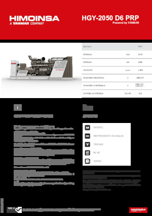 Agregaty prądotwórcze z silnikiem wysokoprężnym HIMOINSA HGY-2050 D6 PRP