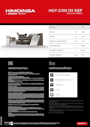Agregaty prądotwórcze z silnikiem wysokoprężnym HIMOINSA HGY-2350 D5 ESP