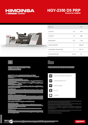 Agregaty prądotwórcze z silnikiem wysokoprężnym HIMOINSA HGY-2350 D5 PRP
