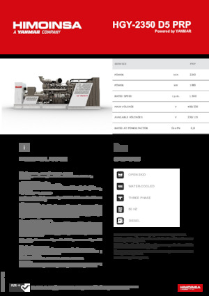 Agregaty prądotwórcze z silnikiem wysokoprężnym HIMOINSA HGY-2350 D5 PRP